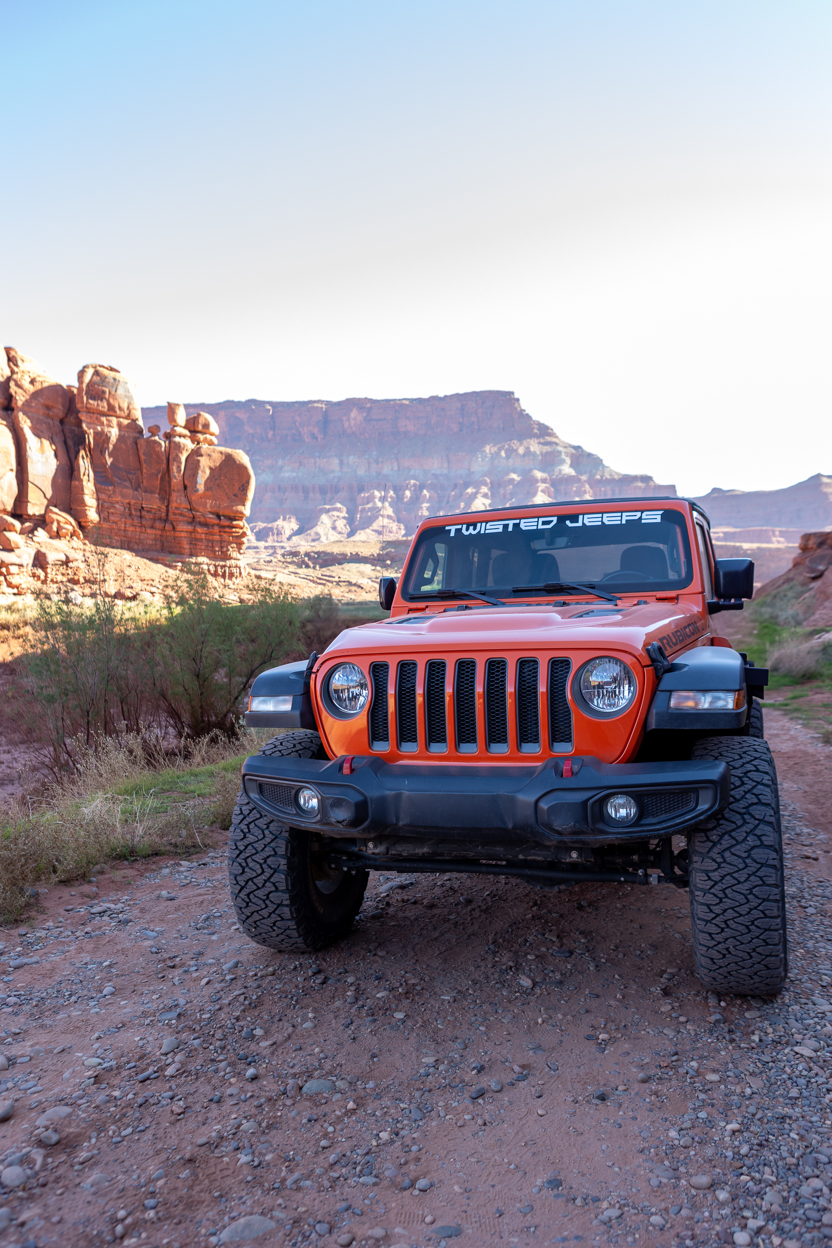 orange jeep out on Moab road