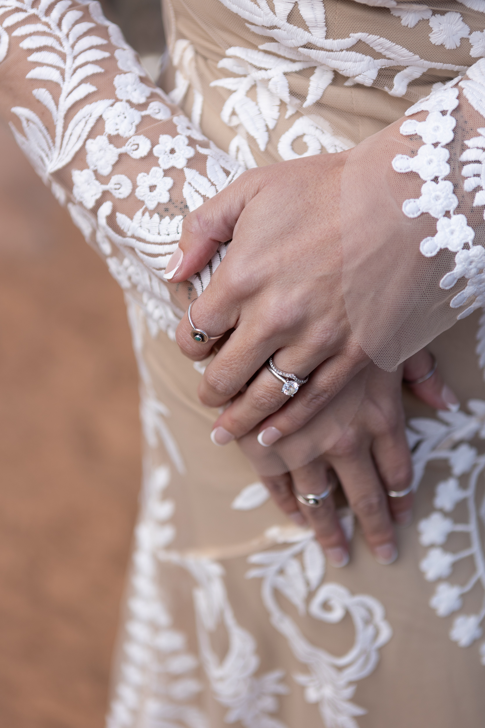 close up of brides ring